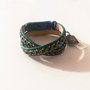 Juicy Couture Turquoise Leather Chain Bracelet